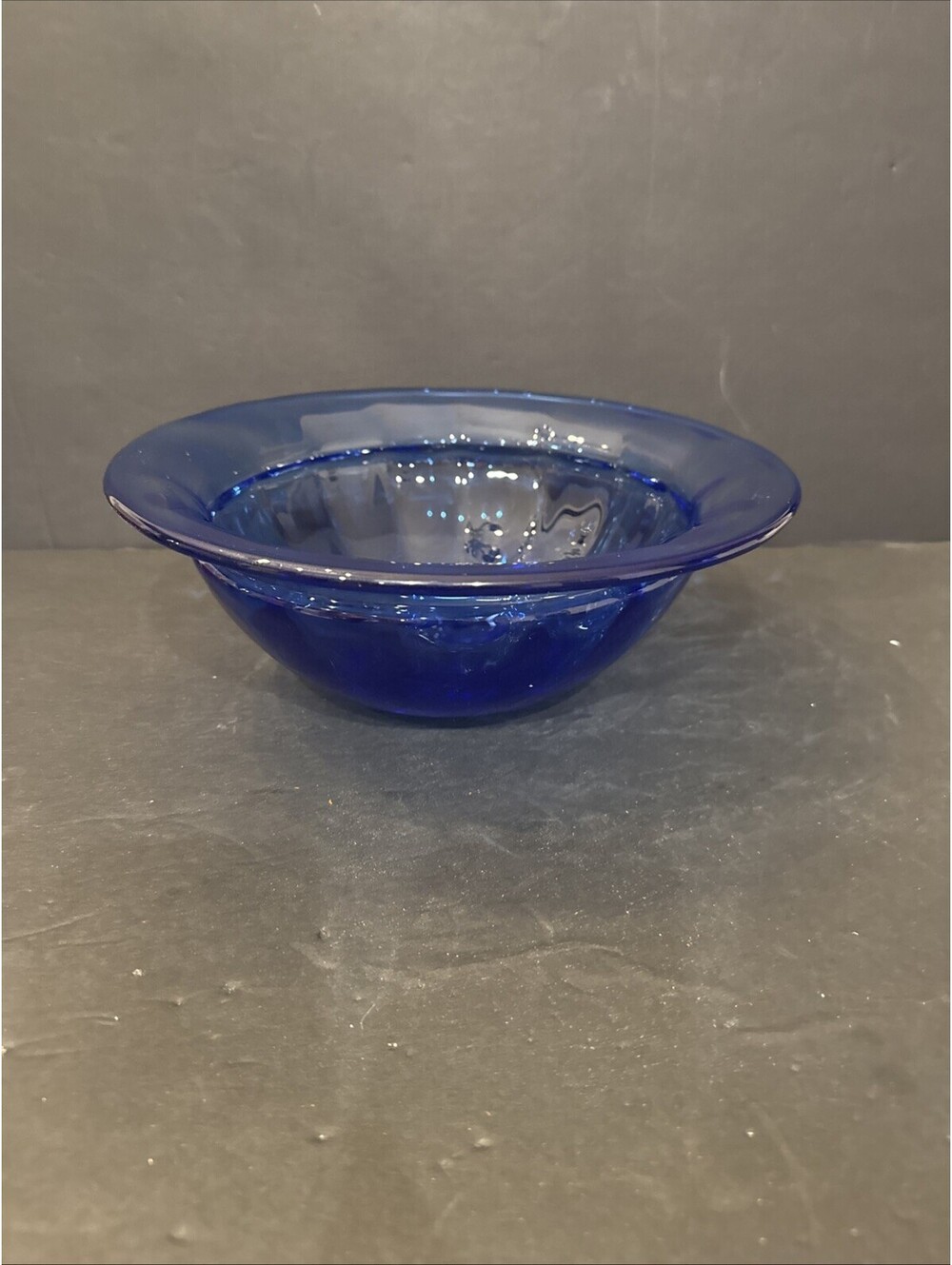 Gorgeous Large Cobalt Blue Glass Serving, Salad Decorative Bowl 10 7/8”W X 4” H